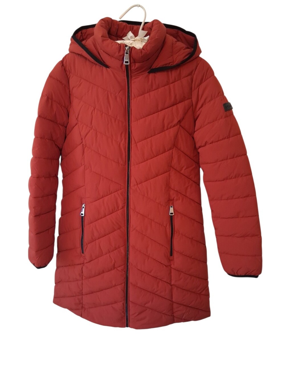 DKNY Womens Burnt Orange Puffer Jacket Size SP